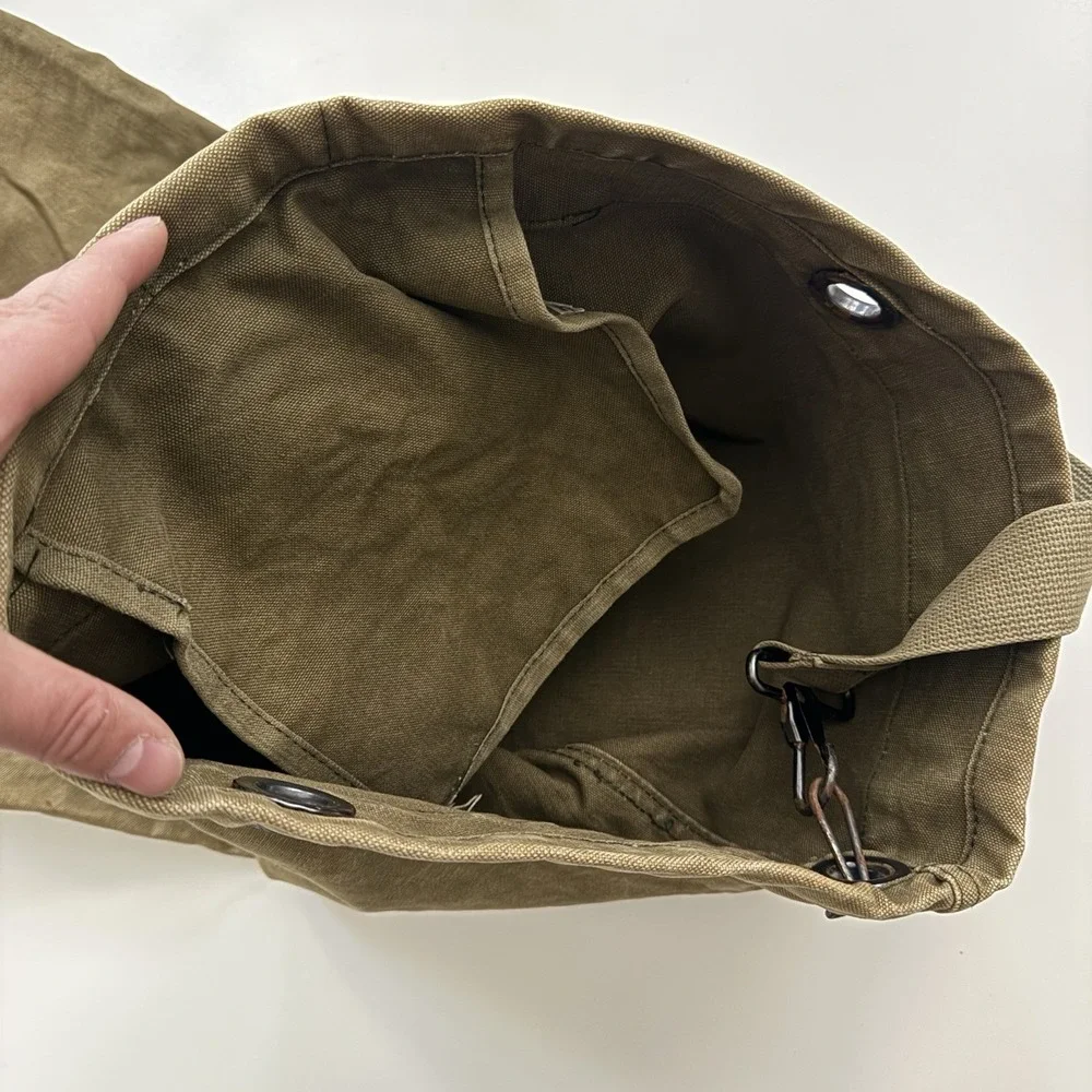 + Vintage Military Single Strap Duffle Sea Bag Khaki Canvas Gear Bag Guatemala